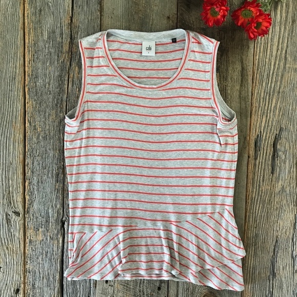 CAbi Tangerine Stripe Ruffle Sleeveless Top Size S - Picture 2 of 15